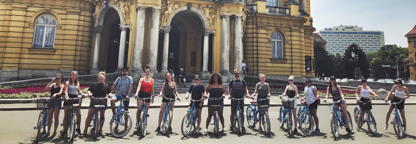 Team building in Zagreb on a bike tour Big groups cycling
